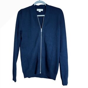 Reiss Charleston Navy Blue Full Zip Wool Blend Knit Cardigan Sweater Mens XS